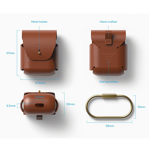 Elago Airpods Leather Case - Brown 