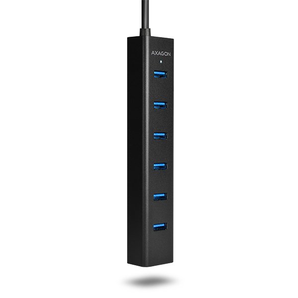 AXAGON HUE-SA7BP, 4x USB 3.0 ALU CHARGING hub, vr. AC adaptéra, kábel USB-A 40cm 