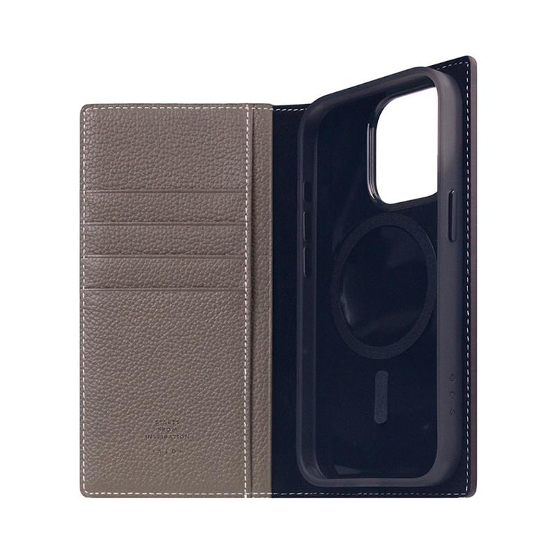 SLG Design puzdro D8 Magsafe Full Grain Leather pre iPhone 15 Pro - Etoff Cream 