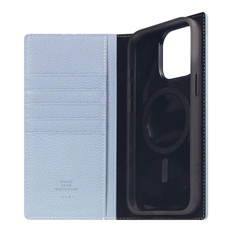 SLG Design puzdro D8 Magsafe Full Grain Leather pre iPhone 15 Pro Max - Powder Blue 