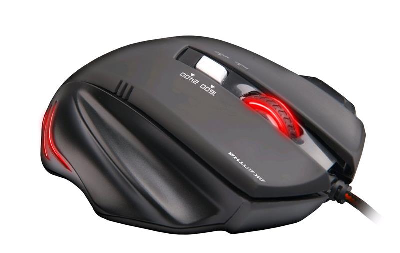 Herná myš C-TECH Akantha (GM-01R), casual gaming, herná, červené podsvietenie, 2400DPI, USB 