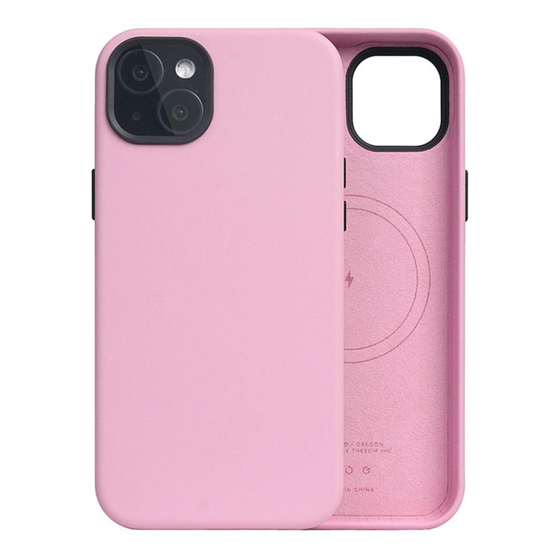 SLG Design kryt D5 Magsafe Calf Skin Leather pre iPhone 15 Plus - Pink 