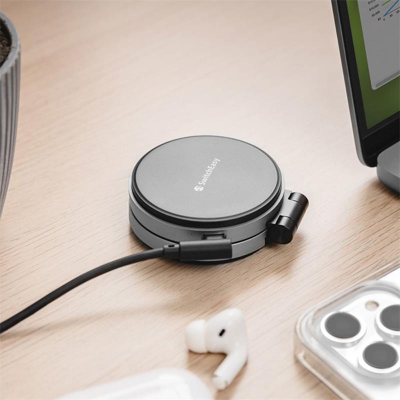 SwitchEasy Orbit Pro Wireless Charging Magnetic Stand Qi2 - Black 