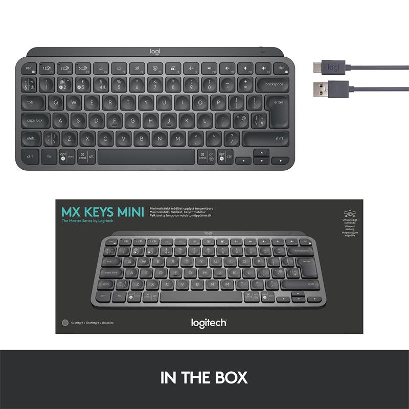 Logitech MX Keys Mini - bezdrôtová podsvietená klávesnica, CZ/SK - grafitová 