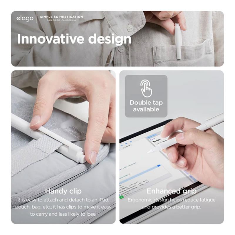 Elago kryt Pencil Clip Case pre Apple Pencil 2nd Gen & Pencil Pro - White 