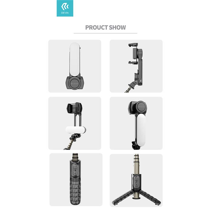 Devia Handheld Gimbal Shake-proof Tripod Selfie Stick - Black 