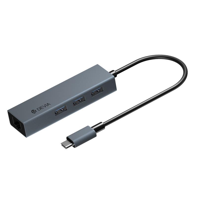 Devia USB-C Hub Leopard Series RJ45/USB 3.1 - Deep Gray 