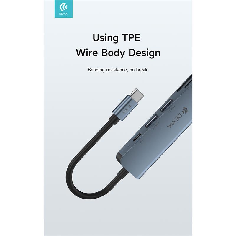 Devia USB-C Hub Leopard Series 5-in-1 EC135 - Deep Gray 