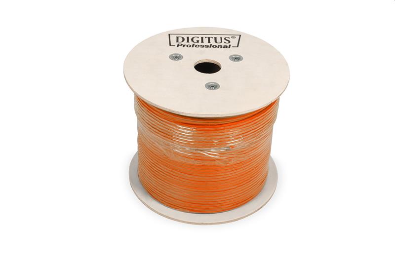 DIGITUS kábel Cat7 S/FTP, drôt, 1200MHz B2ca, AWG 23/1, 500m cievka,  oranžový 