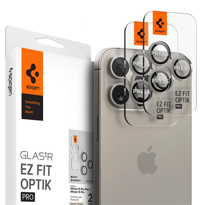 Spigen Optik Pro Lens Protector pre iPhone 15 Pro/15 Pro Max - Nature Titanium 