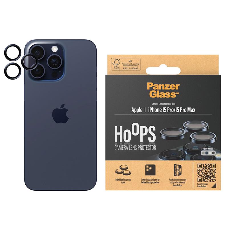 PanzerGlass ochranné sklo Hoops pre iPhone 15 Pro/15 Pro Max - Blue Metal 
