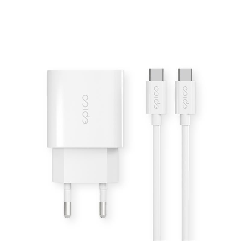iStores by Epico 20W PD Charger Bundle with USB-C to USB-C cable 1.2m - biela 