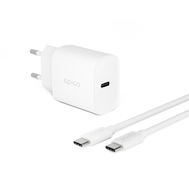 iStores by Epico 20W PD Charger Bundle with USB-C to USB-C cable 1.2m - biela 