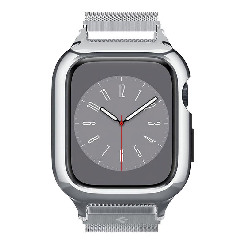 Spigen kryt Metal Fit Pro pre Apple Watch 7/8/9 45mm - Silver 