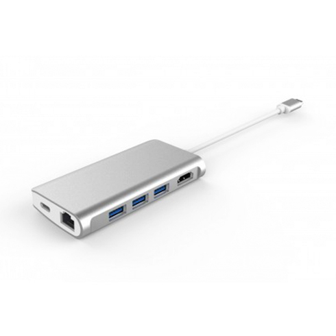LMP USB-C mini Dock 8-port - Silver Aluminium 