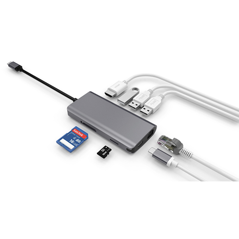 LMP USB-C mini Dock 8-port - Space Gray Aluminium 