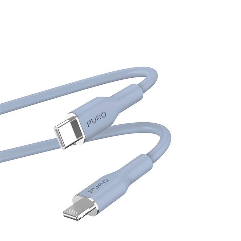 Puro kábel Soft Silicone Cable USB-C to Lightning 1.5m - Light Blue 