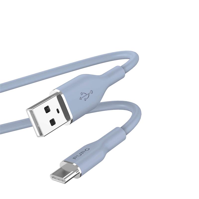 Puro kábel Soft Silicone Cable USB-A to USB-C 1.5m - Light Blue 