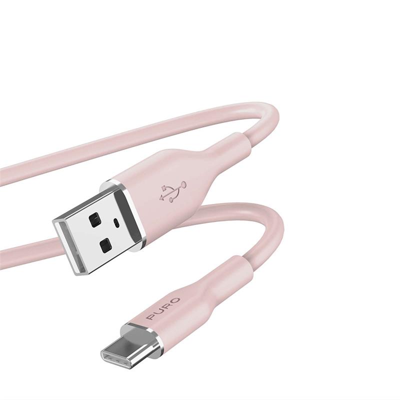 Puro kábel Soft Silicone Cable USB-A to USB-C 1.5m - Rose 