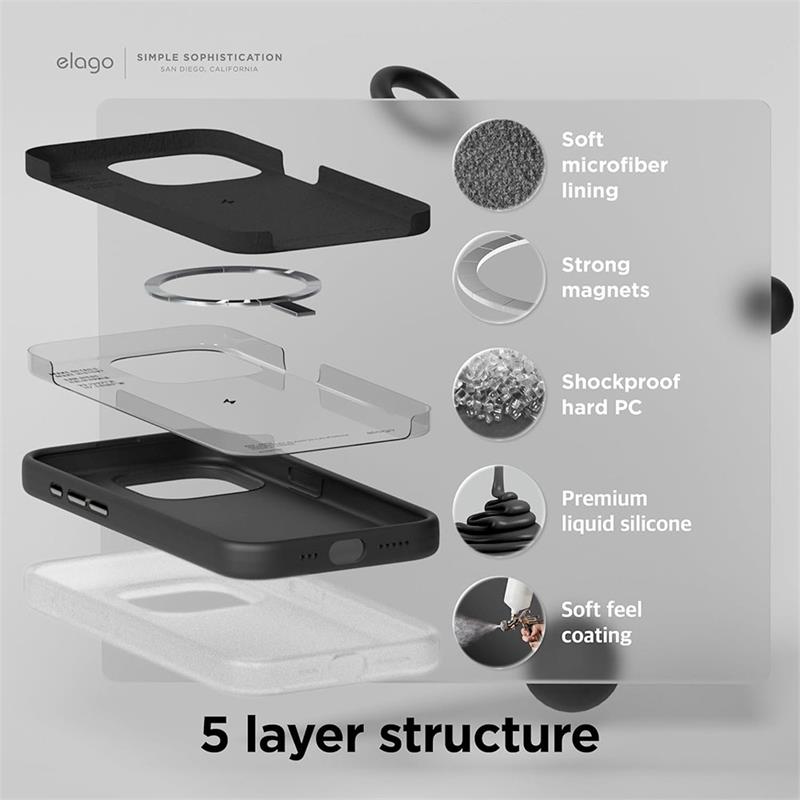 Elago kryt Silicone Case Magsafe pre iPhone 15 - Black 