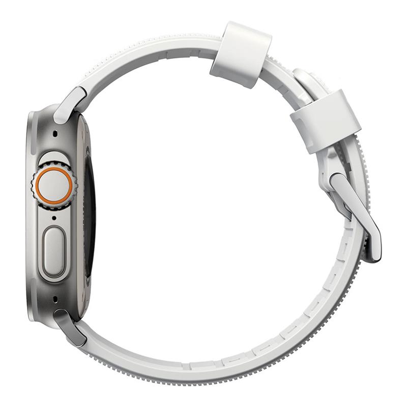 Nomad remienok Rugged Strap pre Apple Watch 44/45/49mm - White/Silver Hardware 