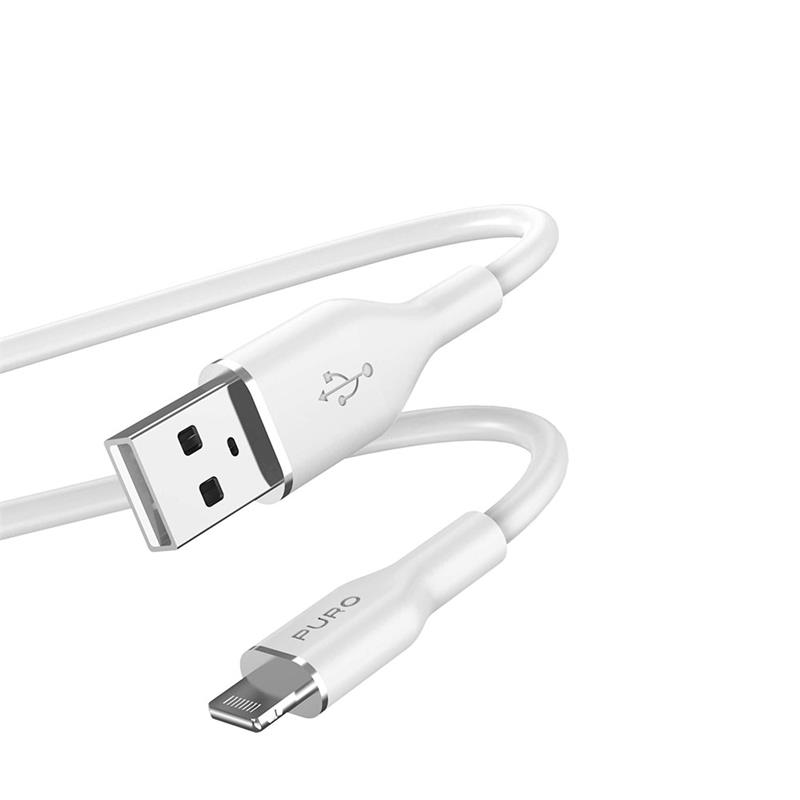 Puro kábel Soft Silicone Cable USB-A to Lightning 1.5m - White 