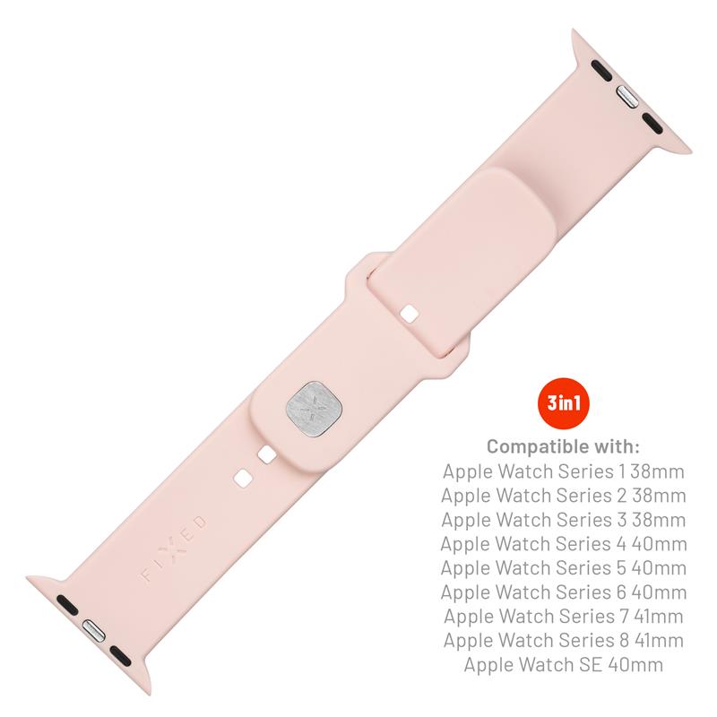 FIXED Silicone Sporty Strap pre Apple Watch 41/40/38 mm, ružový 