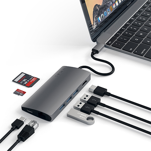 Satechi USB-C Multiport adaptér 4K 8ports V2 - Space Gray Aluminium 