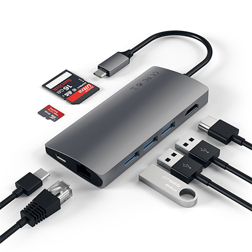 Satechi USB-C Multiport adaptér 4K 8ports V2 - Space Gray Aluminium 