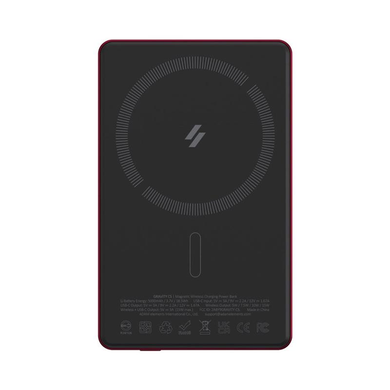 Adam Elements Magnetic Wireless Powerbank Gravity C5 5.000 mAh - Red 