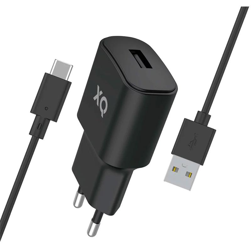 Xqisit wall charger + USB-A to USB-C kábel 1m - Black 