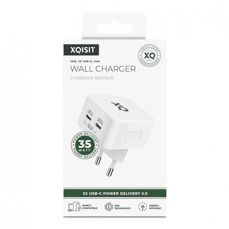 Xqisit USB-C Dual wall charger PD 3.0 35W - White 