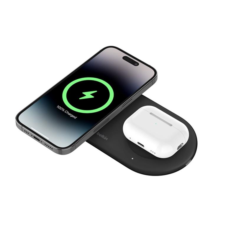 Belkin Boost Charge Pro 2-in-1 Magnetic Wireless Charging Pad with Qi2 15W - Black 