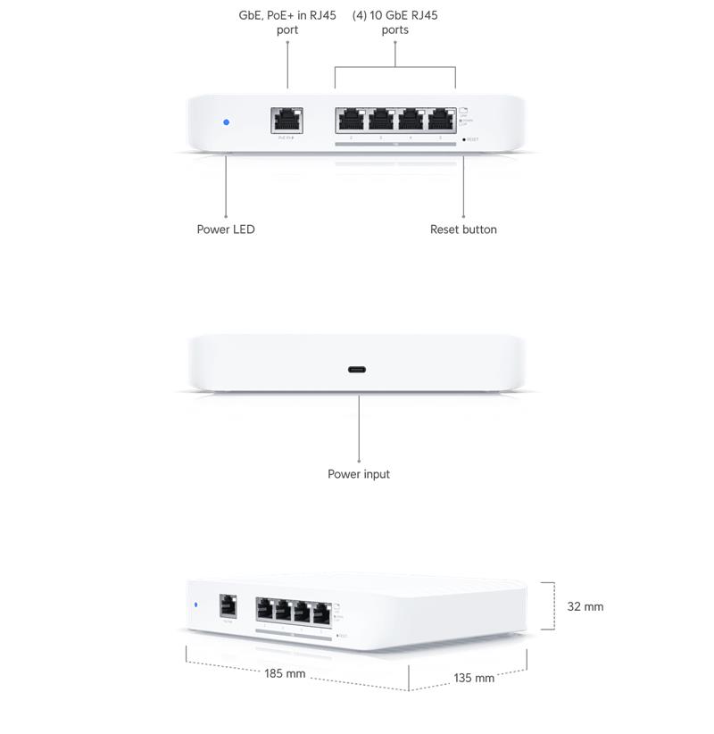 Ubiquiti UniFi switch USW-Flex-XG  4x10Gbps +1x1Gbps  indoor 
