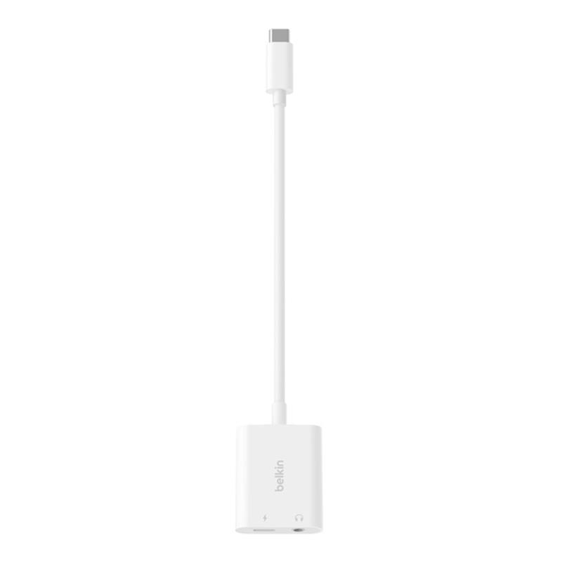 Belkin RockStar 3.5mm Audio + USB-C Charge Adapter - Whte 