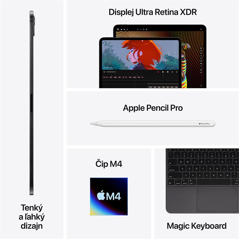 iPad Pro 13" Wi-Fi 2TB sklo s nanotextúrou - Kozmický čierny (2024) 