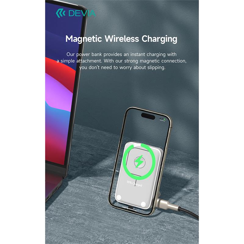 Devia powerbank Extreme Speed Series Magnetic Wireless 10.000 mAh PD 20W - White 