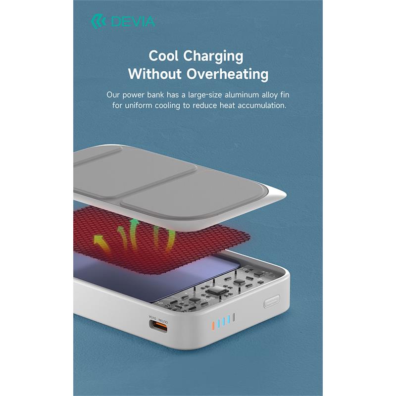 Devia powerbank Extreme Speed Series Magnetic Wireless 10.000 mAh PD 20W - White 