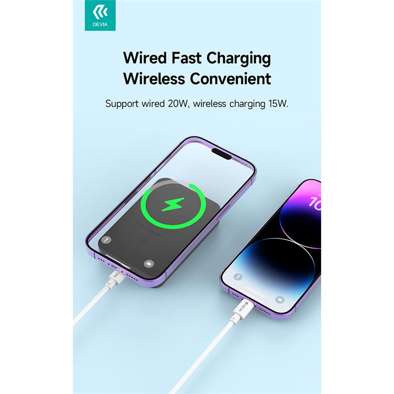 Devia powerbank Smart Series Magnetic Wireless 10.000 mAh PD 20W - White 