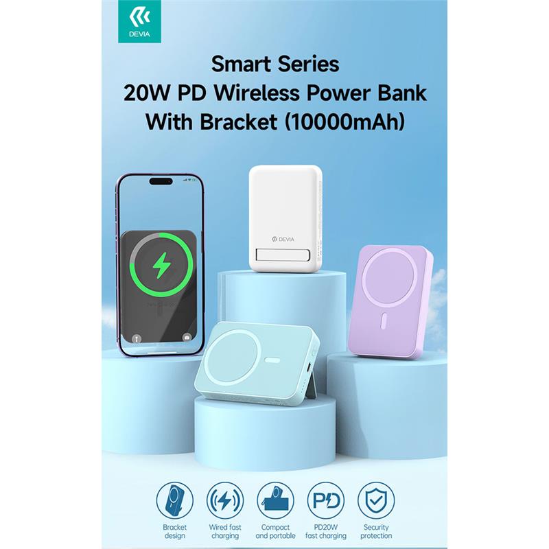 Devia powerbank Smart Series Magnetic Wireless 10.000 mAh PD 20W - White 