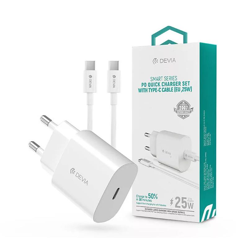 Devia sieťová nabíjačka Smart Series PD 25W with USB-C Cable - White 