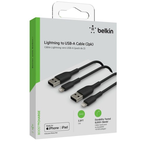 Belkin kábel Boost Charge USB to Lightning 1m 2pack- Black 