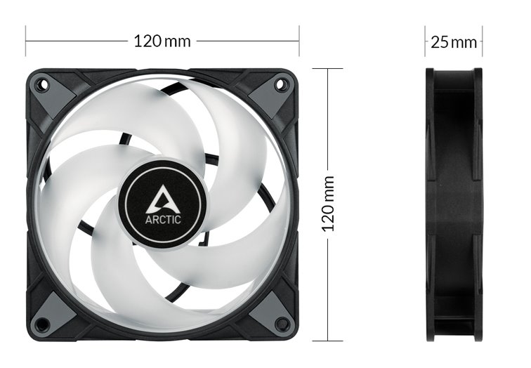 Arctic ventilátor P12 PWM PST A-RGB 3k balenie + ovládač 