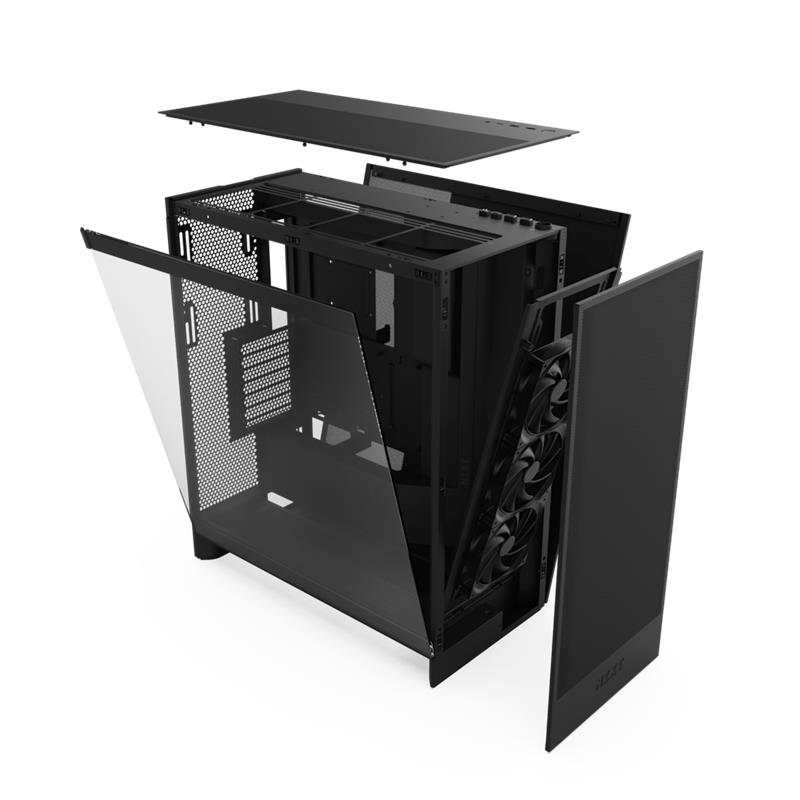 NZXT case H7 Flow / 2x 120 mm fan / tempered glass / mesh panel / black  
