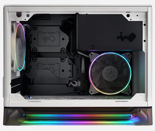 In Win A1 Plus white, PSU 650W GOLD included, Mini ITX, TG, ARGB Fans, Qi 10W Charging 