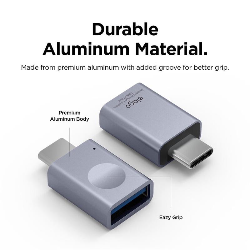 ELAGO Mini USB-C to USB 3.0 Aluminium Adapter with LED - Silver 
