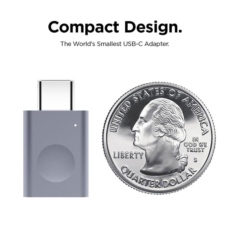 ELAGO Mini USB-C to USB 3.0 Aluminium Adapter with LED - Silver 