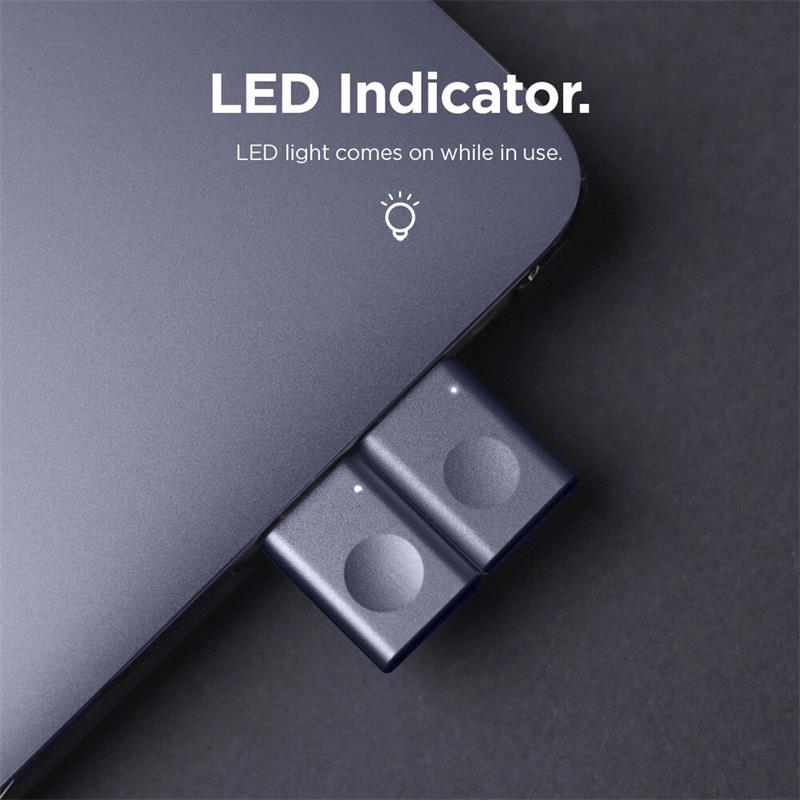 ELAGO Mini USB-C to USB 3.0 Aluminium Adapter with LED - Silver 