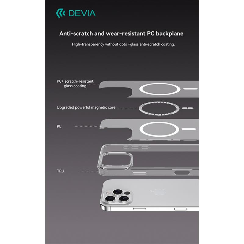 Devia kryt Pure Clear Magnetic Shockproof Case pre iPhone 16 Pro - Clear 
