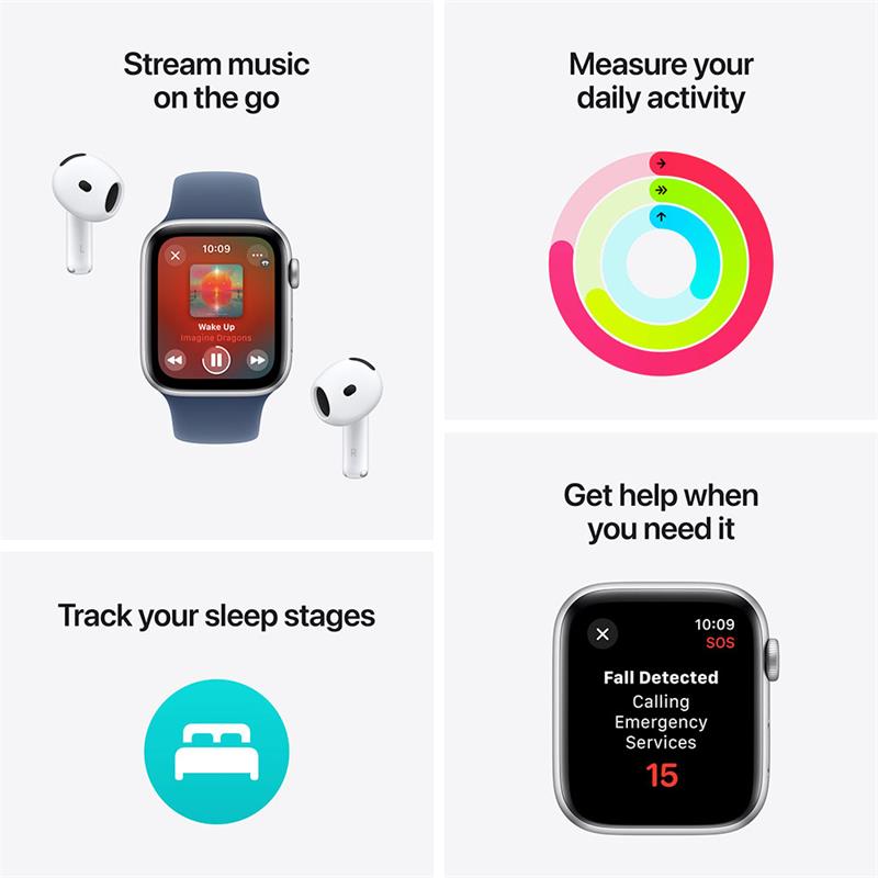 Apple Watch SE GPS + Cellular 44mm Midnight Aluminium Case with Midnight Sport Band - S/M 